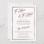 Rose über Weiß, Empfang halten und halten Einladung (Vorderseite)