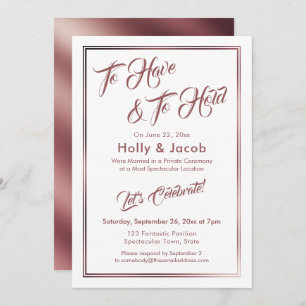 Rose über Weiß, Empfang halten und halten Einladung