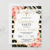 Rose und Abschluss der Perl Nursing School Einladu Einladung (Vorderseite)