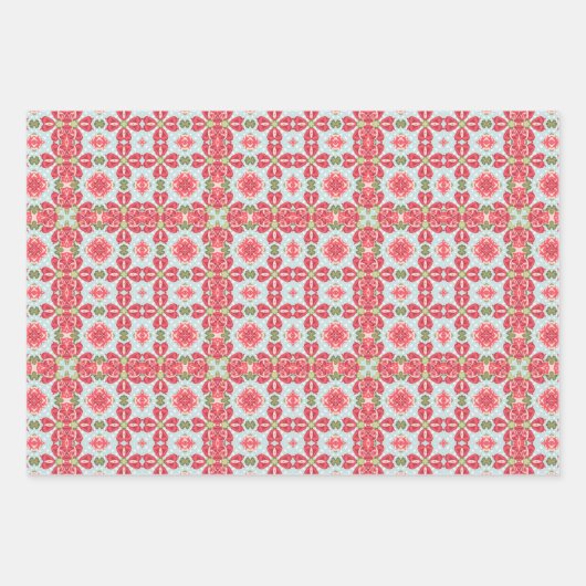 Rose und Aqua-Flickwerk Design Geschenkverpackung Geschenkpapier Set (Vorderseite 3)