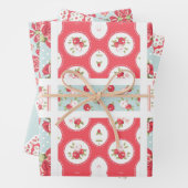 Rose und Aqua-Flickwerk Design Geschenkverpackung Geschenkpapier Set (Beispiel)