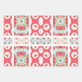 Rose und Aqua-Flickwerk Design Geschenkverpackung  Geschenkpapier Set (Vorderseite)