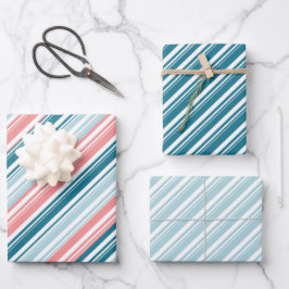 Rose und Aquamarin 2 Candy Cane Strip Urlaub Geschenkpapier Set