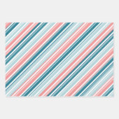 Rose und Aquamariner Candy Strip Urlaub Geschenkpapier Set (Vorderseite)