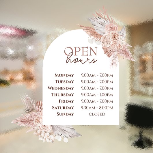 Rose und Arch Open Hours Fensterheber Fensteraufkleber