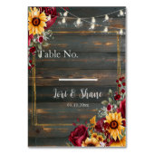Rose und Aster Hochzeit Tischnummer (Vorderseite)