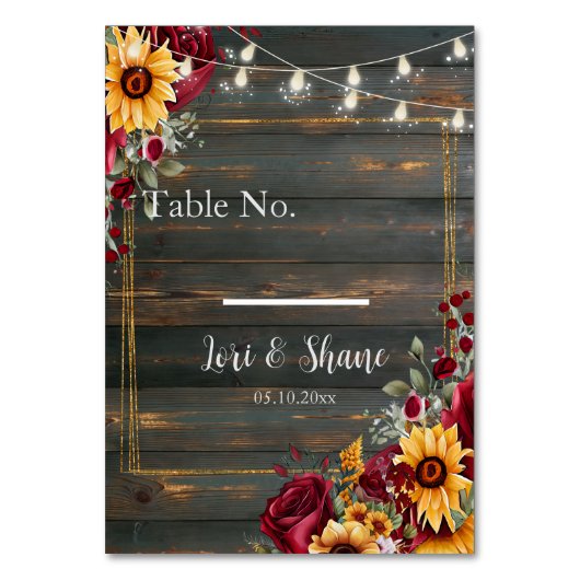 Rose und Aster Hochzeit Tischnummer (Vorderseite)