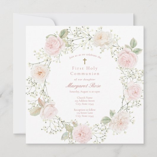 Rose und Babyatemünde Einladung (Vorderseite)