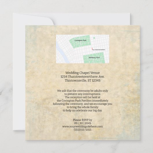 Rose und Batwing Lattice Goth Halloween Hochzeit Einladung (Rückseite)