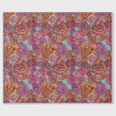 Rose und Bäuche handgezeichnet Blumendesign auf Mi Geschenkpapier (Flach)