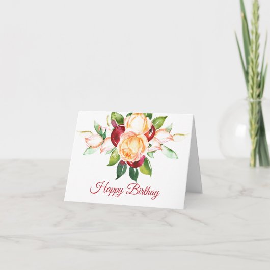 Rose und Berries Geburtstagskarte Karte (Vorderseite)