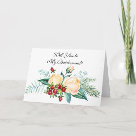 Rose und Berry Stems werden Sie meine Bridesmaid s Karte