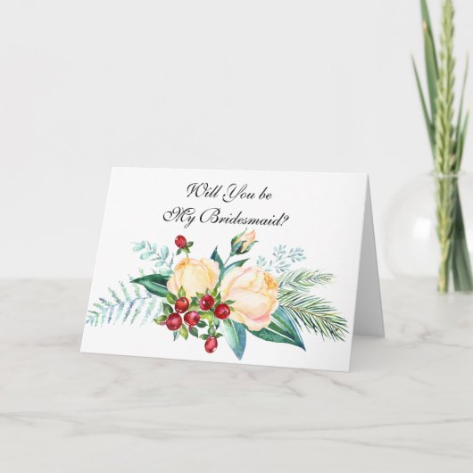Rose und Berry Stems werden Sie meine Bridesmaid s Karte (Vorderseite)