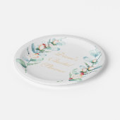 Rose und Berry Watercolor Stems Pappteller (Schrägansicht)