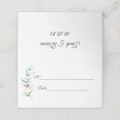 Rose und Berry Watercolor Stems Platzkarte (Außenseite Aufgefaltet)