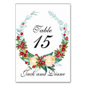 Rose und Berry Watercolor Stems Tischnummer (Rückseite)