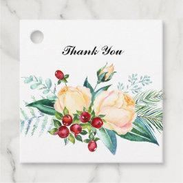 Rose und Berry Watercolor Stems Wedding Geschenkanhänger