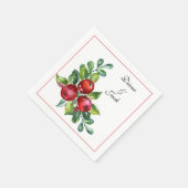 Rose und Berry Watercolor Stems Wedding Serviette (Ecke)