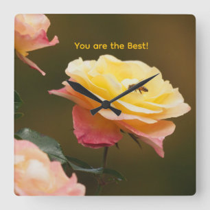 Rose und Biene Tragetasche Quadratische Wanduhr