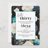 Rose und Blasen Abstrakt 30. Geburtstag Party Einladung (Vorderseite)