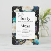 Rose und Blasen Abstrakt 40. Geburtstag Party Einladung (Stehend Vorderseite)