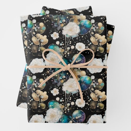 Rose und Blasen Abstrakt Geschenkpapier Set (Beispiel)