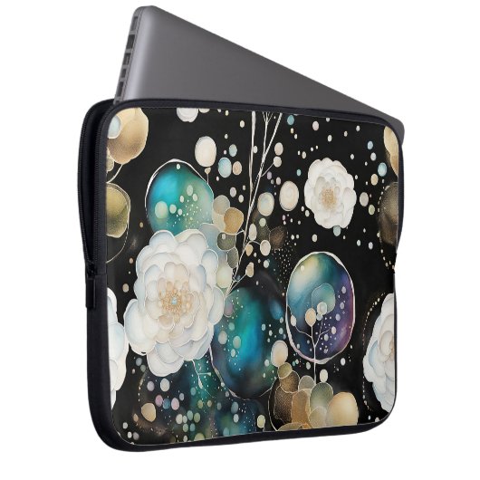 Rose und Blasen Abstrakt Laptopschutzhülle (Vorne Rechts)
