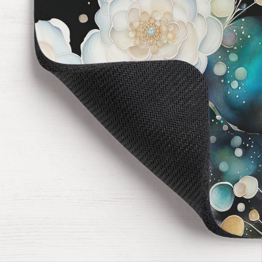 Rose und Blasen Abstrakt Mousepad (Ecke)