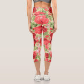 Rose und Blätter Blumenmuster Capri Leggings (Rückseite)