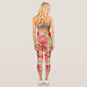 Rose und Blätter Blumenmuster Capri Leggings (Rückseite)