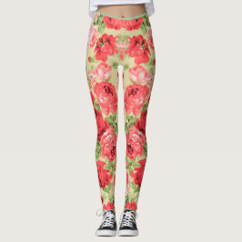 Rose und Blätter Blumenmuster Leggings