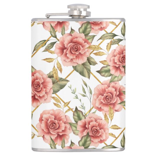 Rose und Blätter Flachmann (Vorderseite)