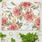 Rose und Blätter Geschirrtuch (Gefaltet)