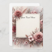 Rose und Blätter in gedämpften Tönen Einladung (Vorne/Hinten)