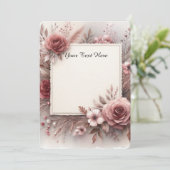 Rose und Blätter in gedämpften Tönen Einladung (Stehend Vorderseite)