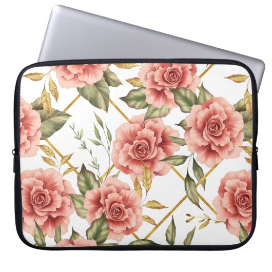 Rose und Blätter Laptopschutzhülle (Vorderseite)