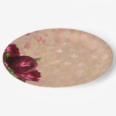Rose und Blätter Pappteller (Schrägansicht)