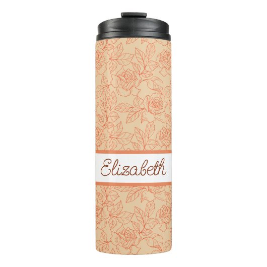Rose und Blätter Peach Thermosbecher (Vorderseite)