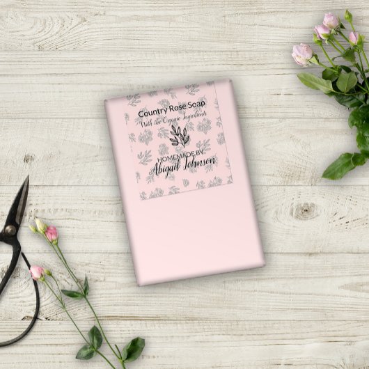 Rose und Blätter Pinsel Linie Handgemachte Seifenk Rechteckiger Aufkleber