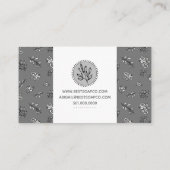 Rose und Blätter Schwarz/Grau Kunstvoll wandern Visitenkarte (Rückseite)