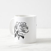 Rose und Blätter Skizze Kaffeetasse (Vorderseite Links)