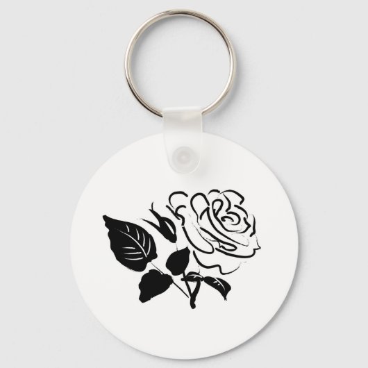 Rose und Blätter Skizze Schlüsselanhänger (Vorderseite)