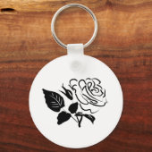 Rose und Blätter Skizze Schlüsselanhänger (Vorderseite)
