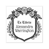 Rose und Blätter Wappen Ex Libris Bibliotheksname Permastempel (Design)