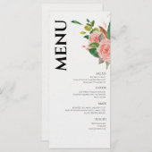 Rose und Blattwerk Menükarte (Vorne/Hinten)