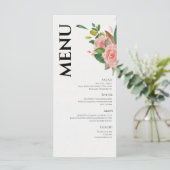 Rose und Blattwerk Menükarte (Stehend Vorderseite)
