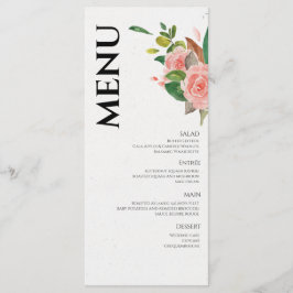 Rose und Blattwerk Menükarte