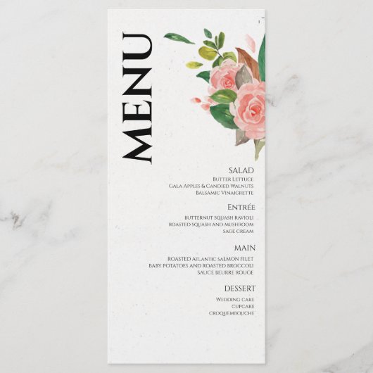 Rose und Blattwerk Menükarte (Vorderseite)