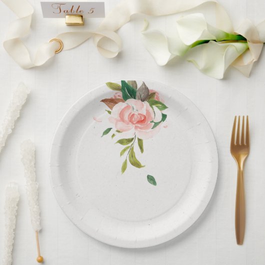 Rose und Blattwerk Pappteller (Hochzeit)