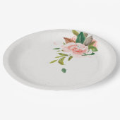 Rose und Blattwerk Pappteller (Schrägansicht)